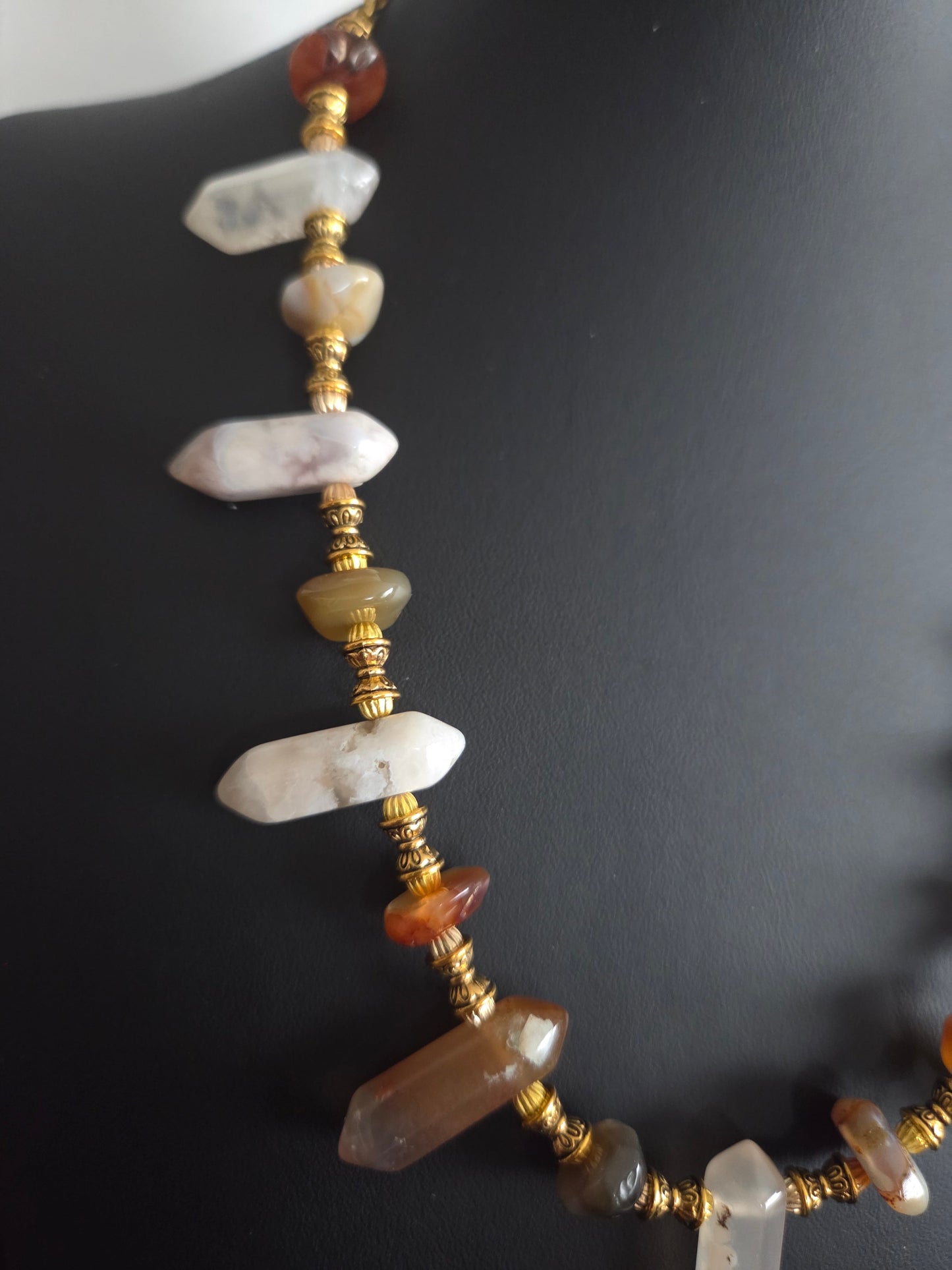 Mixed Gemstone Wand Necklace – Citrine, Amethyst, Carnelian & Quartz