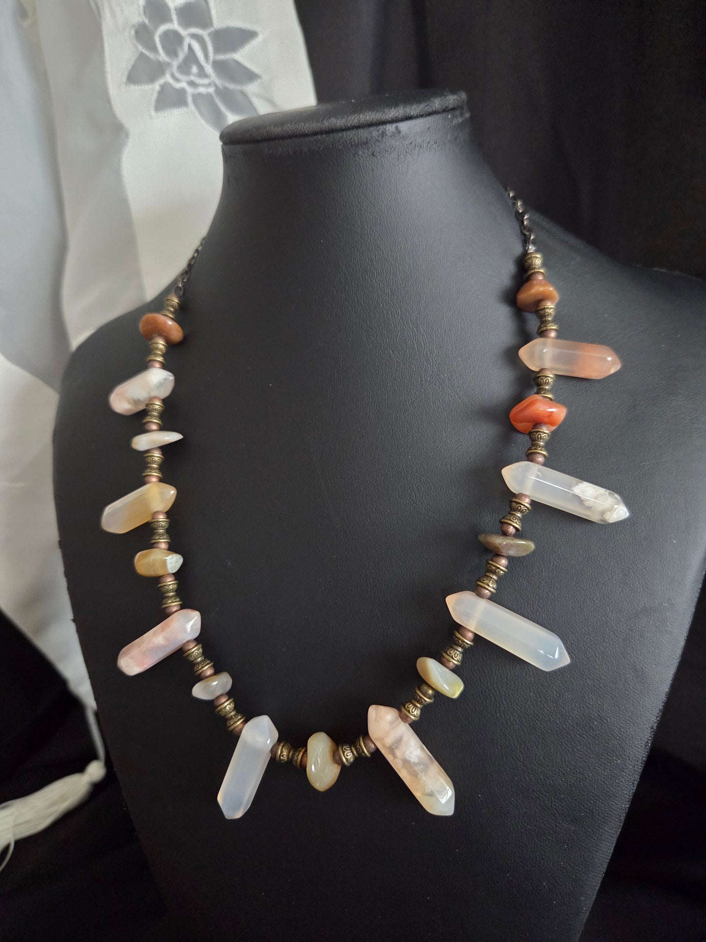 Mixed Gemstone Wand Necklace – Citrine, Amethyst, Carnelian & Quartz