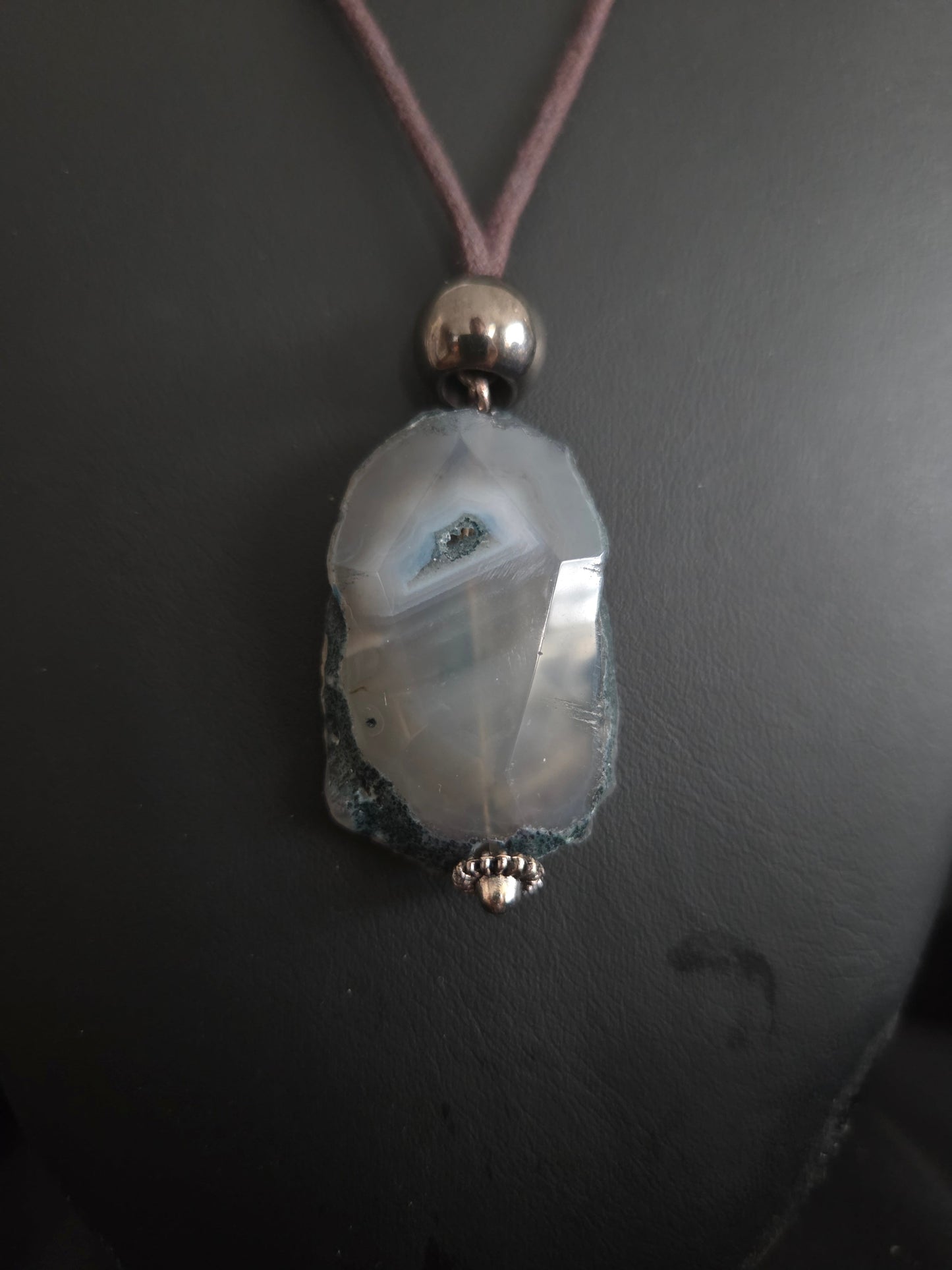 Blue Agate Pendant Necklace