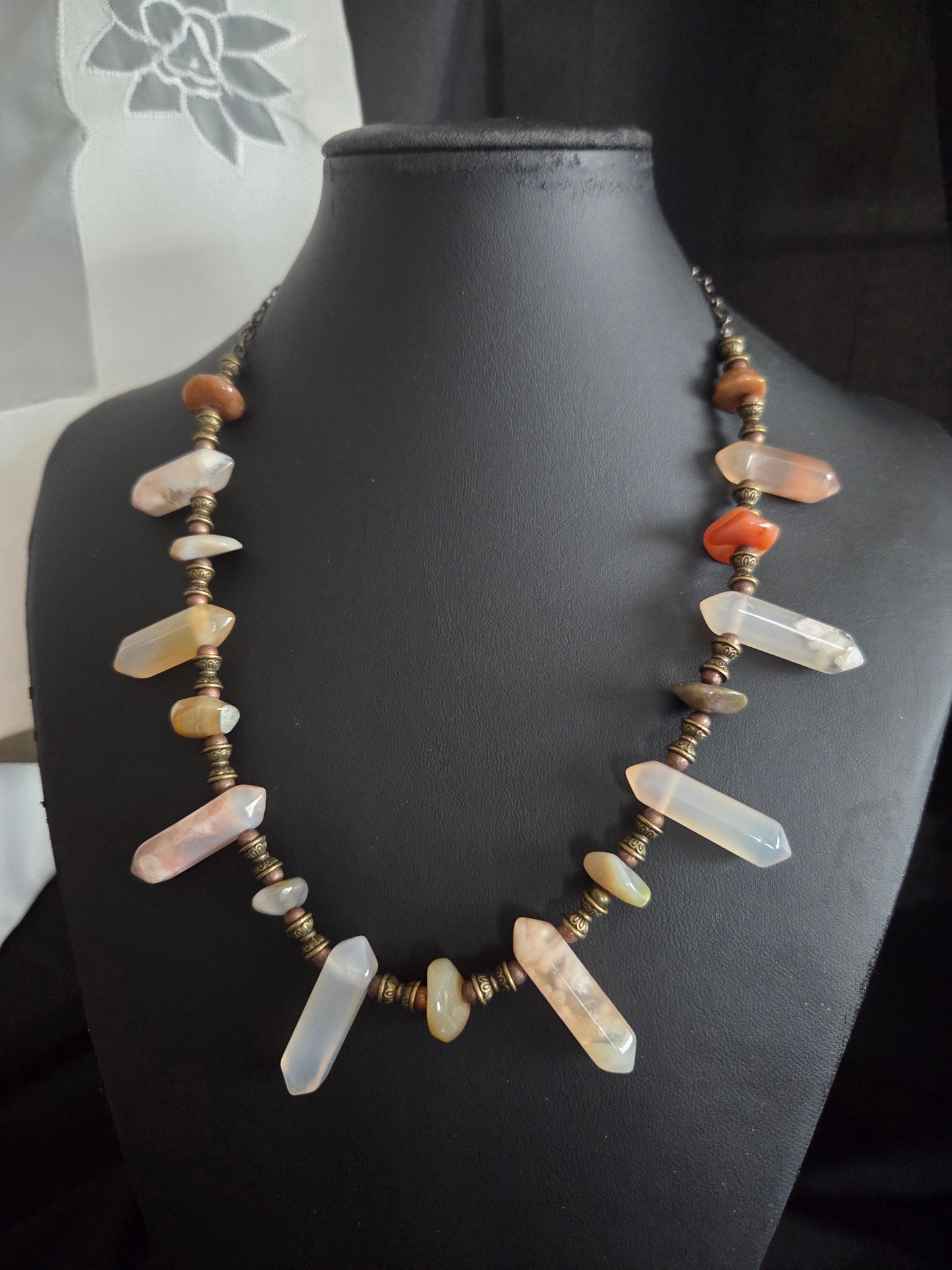 Mixed Gemstone Wand Necklace – Citrine, Amethyst, Carnelian & Quartz