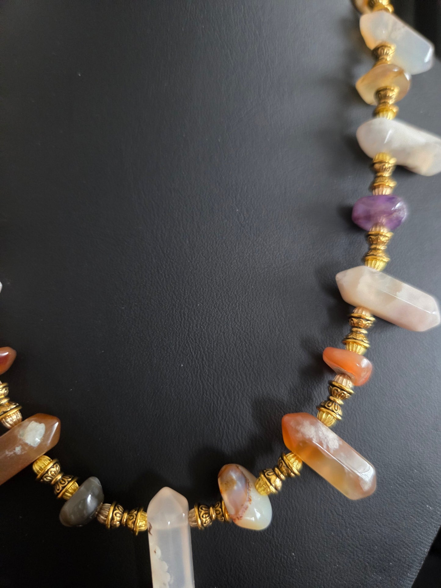 Mixed Gemstone Wand Necklace – Citrine, Amethyst, Carnelian & Quartz