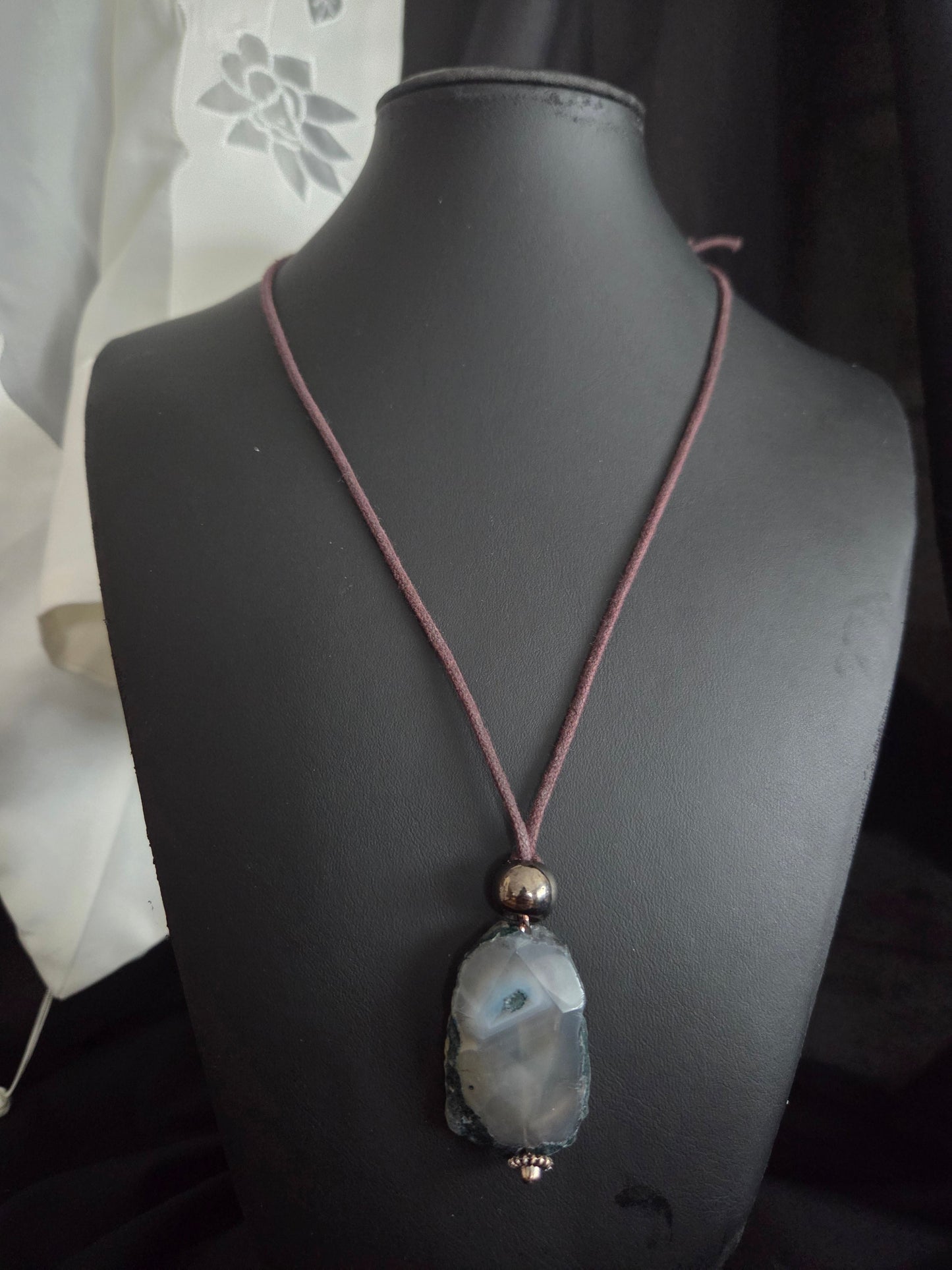 Blue Agate Pendant Necklace