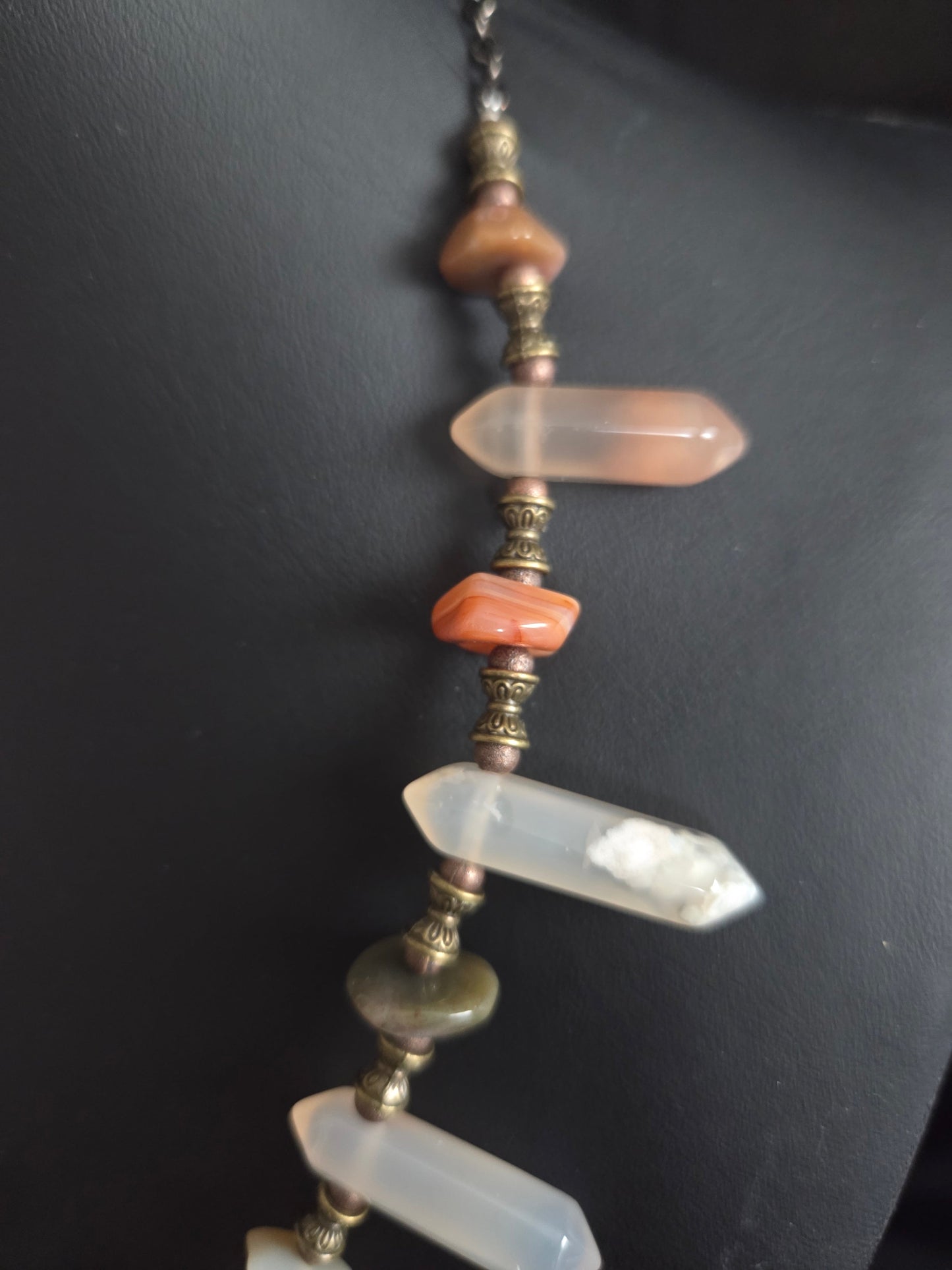 Mixed Gemstone Wand Necklace – Citrine, Amethyst, Carnelian & Quartz