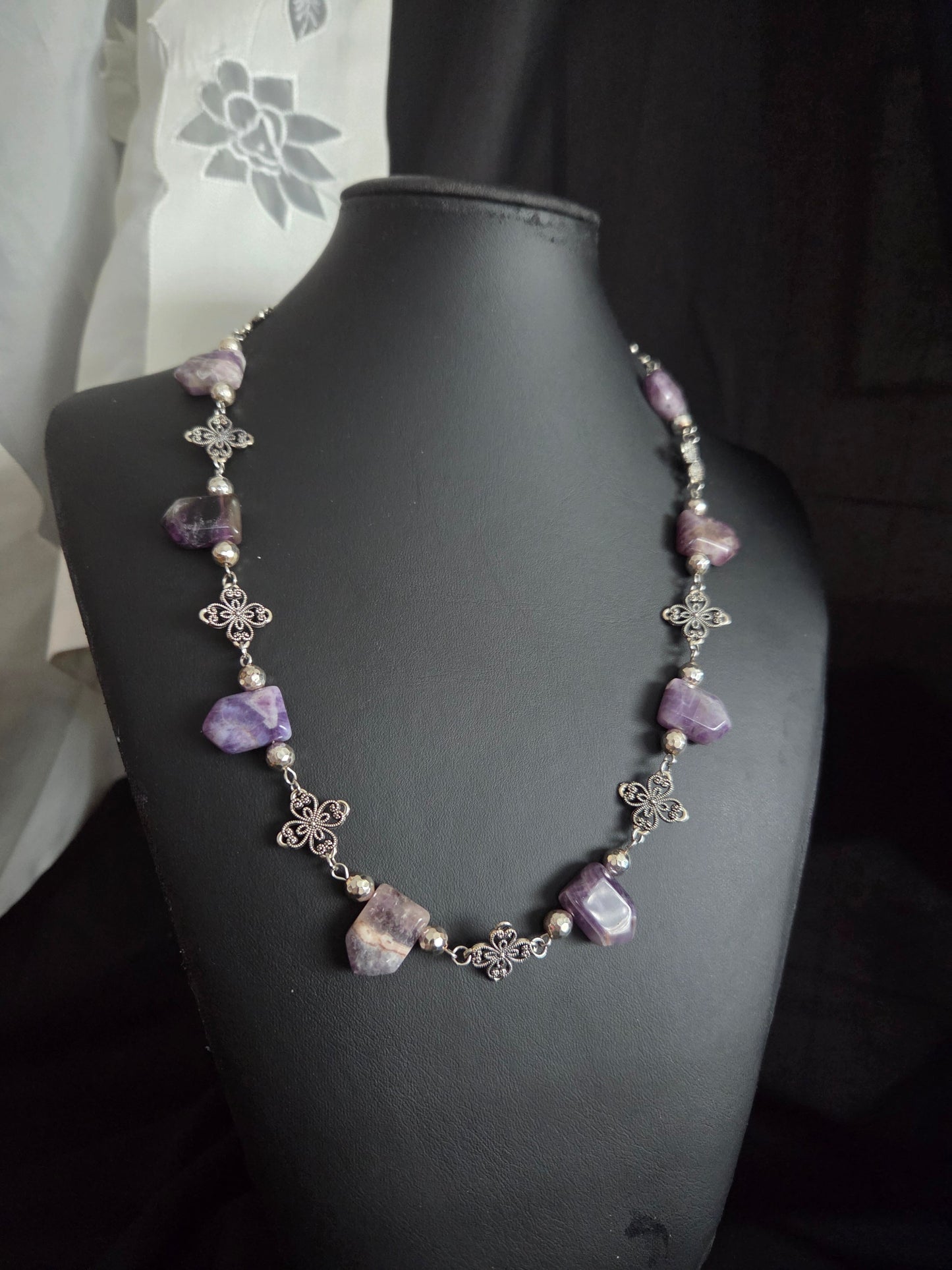 Amethyst & Cross Statement Necklace – One of a Kind