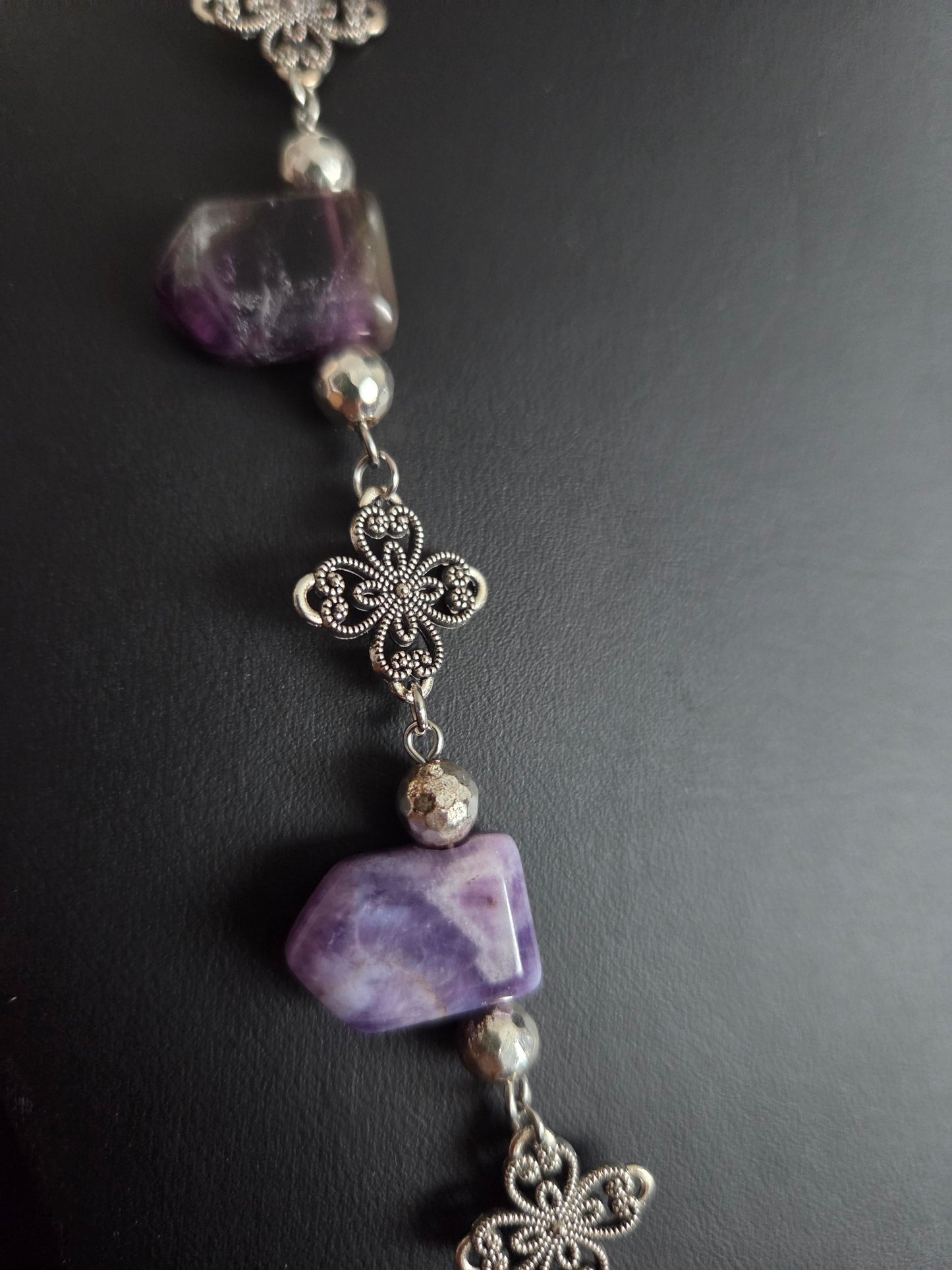Amethyst & Cross Statement Necklace – One of a Kind