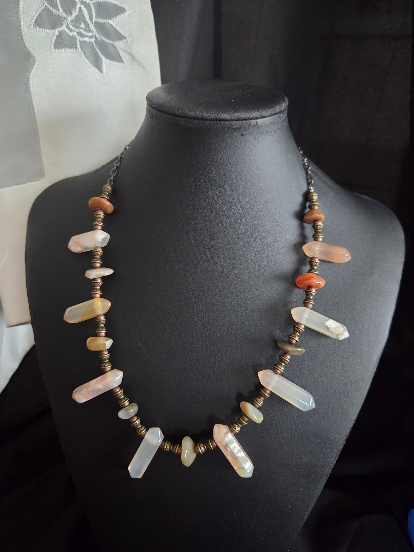 Mixed Gemstone Wand Necklace – Citrine, Amethyst, Carnelian & Quartz