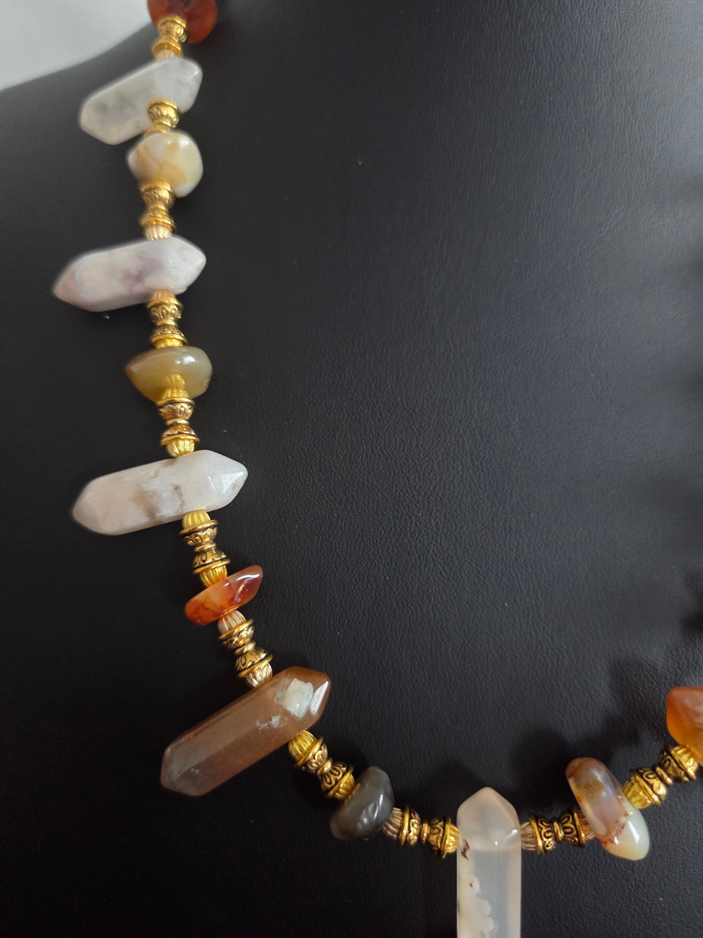 Mixed Gemstone Wand Necklace – Citrine, Amethyst, Carnelian & Quartz